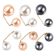 6Pcs Mixed Style Faux Pearl Brooch Safety Pins Fashion Shawl Collar Buttons