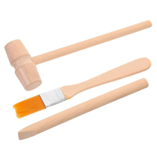 1 Set Kids Excavation Tool Kit Wooden Digging Hammer Chisel Brush Learning Excavation Tools