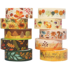 10 Rolls Vintage Washi Paper Tapes, DIY Scrapbooking Decals Stickers