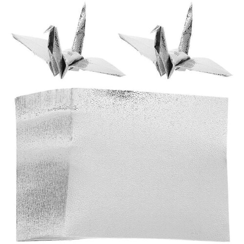 100 Sheets Silver Origami Square Folding Paper for DIY Art Craft Projects