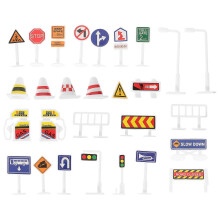 28PCS Traffic Sign Set, Street Road Signs Playset for Role Play Props