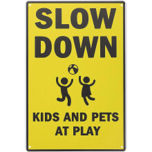 Metal Caution Road Sign Slow Down Kids Play Traffic Street Sign