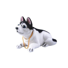 Husky Shaking Head Dog Decoration, Adorable Ornament for Car Home Shop Desktop Adornment