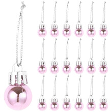 24PCS 2CM Pink Christmas Ball Pendants Mini Hanging Ornaments for Xmas Tree Home Store Decor