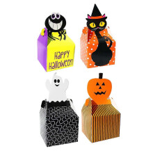24 Pcs Halloween Candy Cookie Box, Cats Spiders Ghosts Pumpkins Pattern Storage Box for Halloween Party
