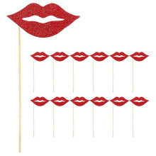 20Pcs Unique Lips Booth Props Creative Handheld Paper Photo Props for Party