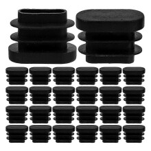 30 PCS Black Plastic Oval Table Chair Leg Tube Insert End Caps for Patio Furniture Feet Replacement