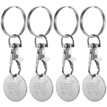 4 Pcs Metal Shopping Cart Token Keyrings Trolley Coin Keychain Pendants Supplies