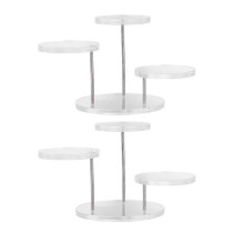 2 Sets 3 Tier Acrylic Round Barbell Pedestal Jewelry Display Stand for Earring Ring Bracelet Ho Showcase Holder