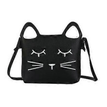 Girls Cute Kitten Design Crossbody Bag, Portable Mini Purse Lightweight Kids Handbag Children's Wallet