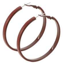 1 Pair Brown Fake Leather Hoop Earrings for Women, Exaggerated Design for Birthday Wedding