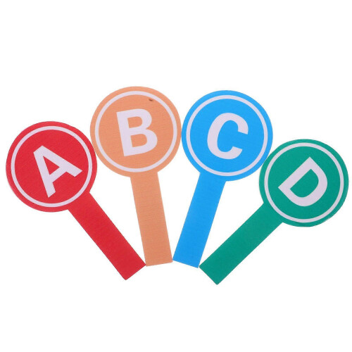 4 Pcs Reusable A-D Letter Voting Paddles for Auctions Scoring School Classroom Bidding