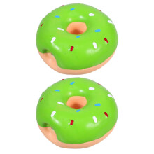 2PCS Interactive Squeaky Donut Shaped Latex Dog Chew Toys for Puppy Teething Entertainment