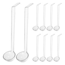 10 Pcs Transparent Plastic Soup Ladle Long Handle Punch Spoon for Buffet Catering Gravy Sauce Scoop