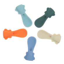 5PCS Silicone Baby Food Pouch Spoon Attachments, Portable Infant Feeding Spoons for Squeeze Pouches