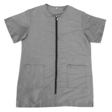 Waterproof Dog Grooming Smock Short Sleeve Anti Static Pet Grooming Jacket with Zipper Pockets (L)