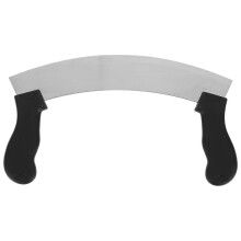Double Handle Stainless Steel Curved Blade Rocker Knife 9.76x5.91" Cheese Salad Pizza Cutter for Herbs Vegetables Nuts Fruit Mincing