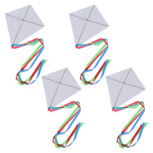 4 Set DIY Blank Kite Painting Kit with Tails, Build Your Own Kite with Line Reel Brushes for Outdoor Activities Parties Craft for Kids Adults