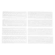8PCS White Drawing Painting Stencils, Wave Letter Number Figure Templates for Scrapbooking School Projects