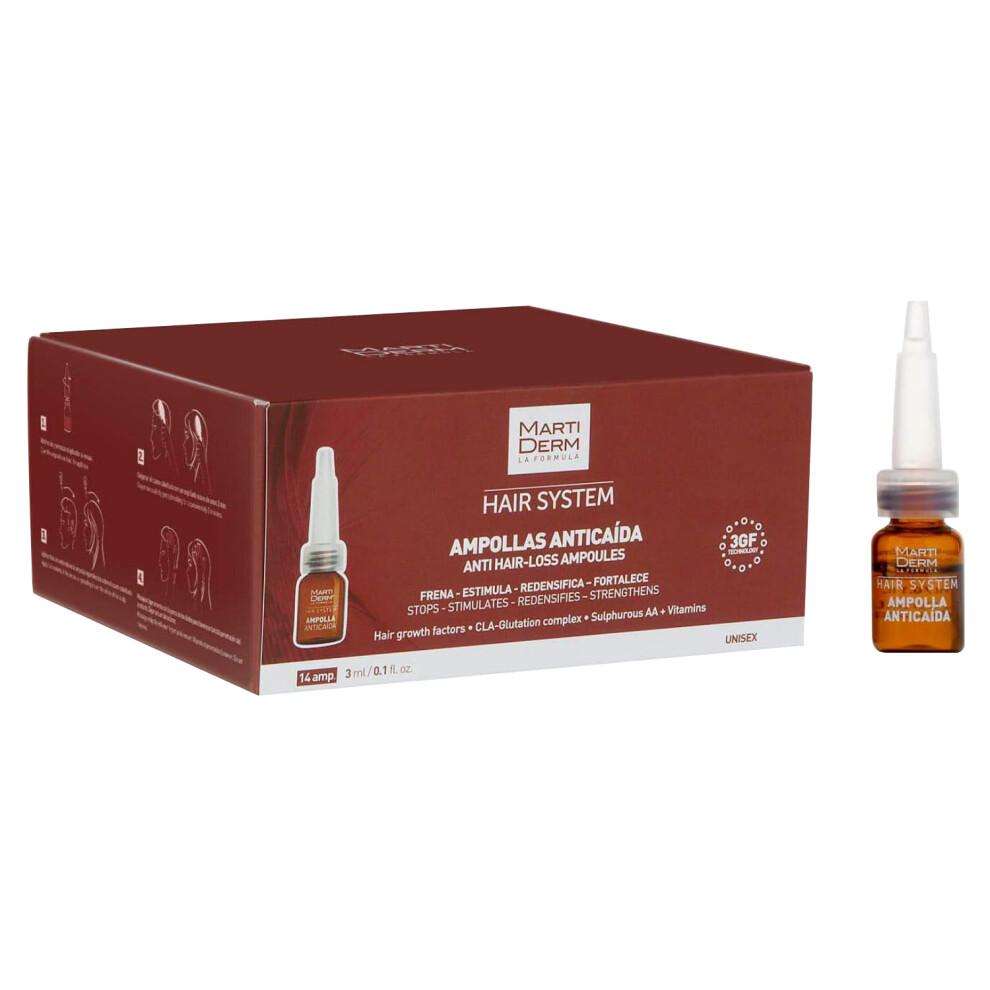 Martiderm Hair System 3GF Anti Hair Loss Ampoules 14x3ml Hair Growth Strengthening Serum