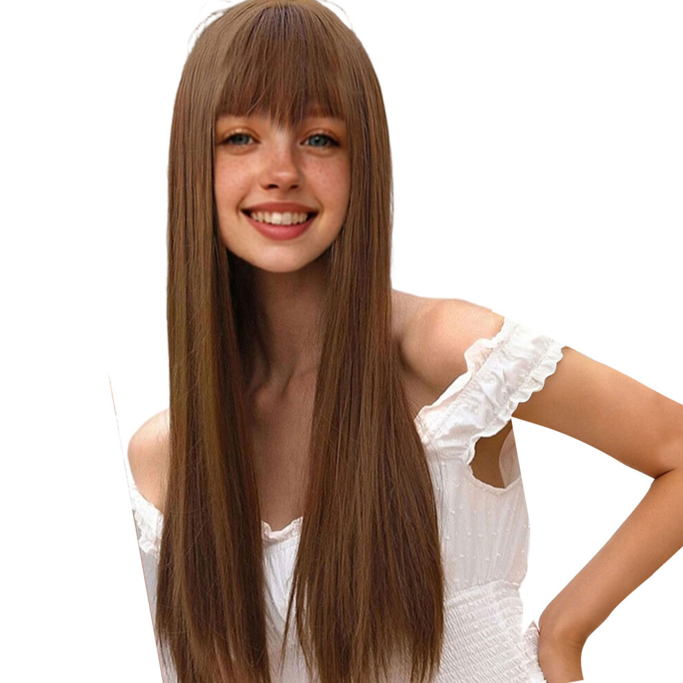 Light/Brown Synthetic Wigs Long Straight Hair With- 26Inches
