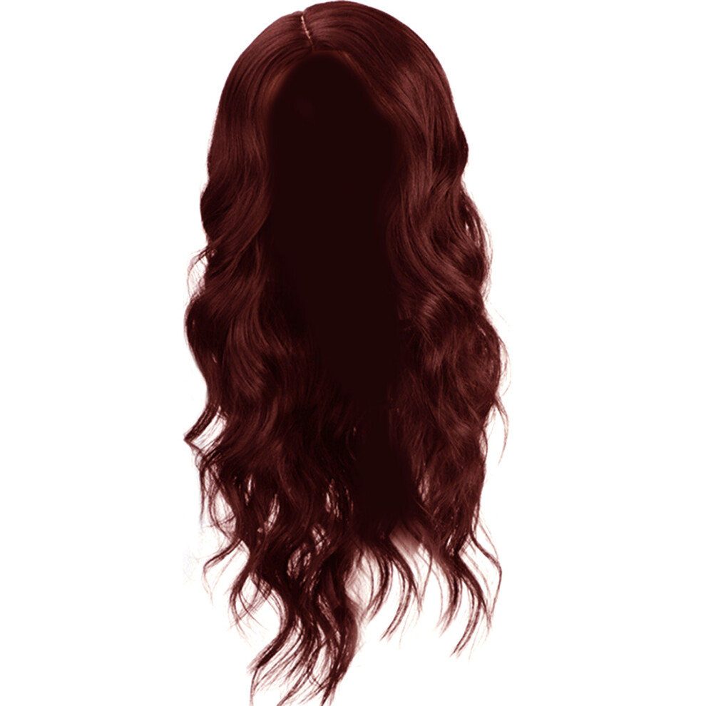 Long Wavy Synthetic Fibre Wigs Breathable Net-Claret 26inches