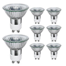 Lampadina alogena GU10 35W 2800K, luce calda 700 lumen, angolo 42, dimmerabile, confezione da 8