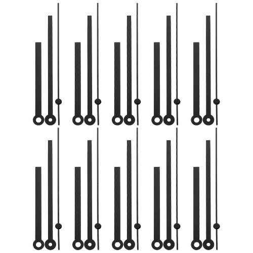 10 Sets Black Aluminium Hour Minute Second Clock Hands Replacement, DIY Wall Clock Accessories Fit Most Clock Frames