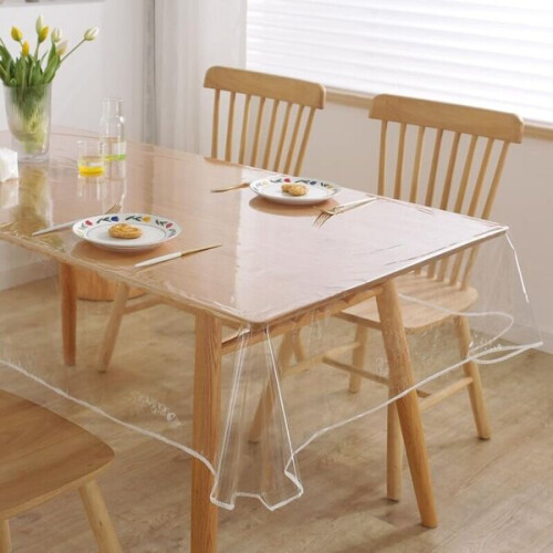 PVC Table Cover 140x220 cm Clear Scratch Resistant for Dining Table Wipe Clean