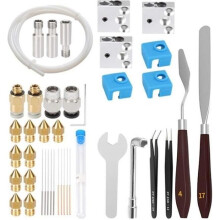 41-delige 3D-printer nozzlekit voor Ender 3 V2 CR10 Ender 5 Pro, MK8 gehard stalen nozzle verwarmingsblok
