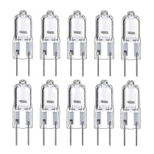 G6.35 Halogen Bulbs 10 Pack 20W Dimmable 12V GY6.35 Pin Base 2700K Warm White 360 Beam Angle Clear Capsule