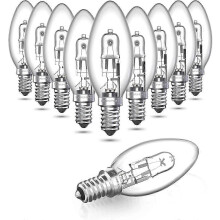 10 Pack E14 Halogen Candle Bulbs, 42W Dimmable, 2700K Warm White 613 Lumen, Small Screw Base for Chandeliers Wall Sconces Lamps