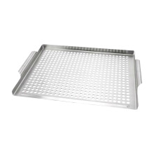 Stainless Steel Grill Topper Tray Food Grade with Grease Drainage Fast Heat Conduction for Outdoor BBQ Charcoal Grills Camp Stoves