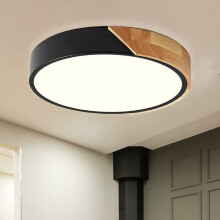LED Ceiling Light 24W 4500K Round Wooden 30cm Diameter for Hallway Dining Room