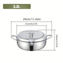 Stainless Steel Fryer with Lid, Adjustable Thermostat and Oil Filter for Safe Cooking