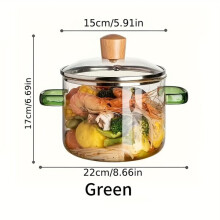 Glass Cooking Pot with Lid, Transparent Design for Simmering and Serving, Heat-Resistant Glass