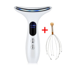 Massaggiatore viso e collo con luce colorata, ultrasuoni, ioni e calore a 45C per assorbimento cutaneo