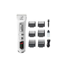 Hondentrimmer met keramisch roestvrijstalen mes, lcd-display en 4,5 uur snoerloos gebruik voor het trimmen van honden.