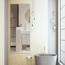 Specchio autoadesivo in acrilico infrangibile 40x122 cm grigio, facile da applicare (stacca e incolla) per mobiletto del bagno.