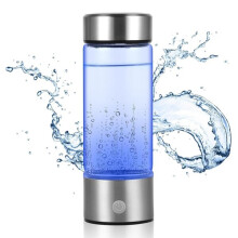 Bottiglia portatile per acqua idrogenata da 420 ml, 1600 ppb di ioni di idrogeno in 3 minuti, in vetro borosilicato.