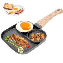 Non-Stick Frying Pan for Pancakes and Sandwiches, Wood Handle for Gas and Induction Hobs
