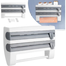 Wandrolhouder - Grijs, voor papier, aluminiumfolie, keuken, gemakkelijk te snijden - ABS - 39 x 10 x 24 cm