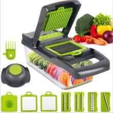 Vegetable Dicer and Chopper, 8 Interchangeable Blades 420 Stainless Steel, with Container for Kitchen Prep