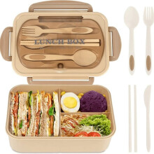 Bento Box 1000ml with Included Tableware Microwaveable Leak-Proof Lid for Healthy Lunch