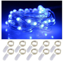 Luci a LED decorative con filo argentato da 2 m, funzionamento a batteria senza contatto, ideali per decorazioni natalizie fai da te.