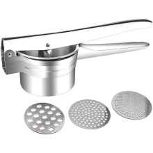 Potato Masher with 3 Interchangeable Discs and Large 9.3 cm Diameter Bowl