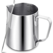 Brocca per montare il latte in acciaio inox da 600 ml, compatibile con macchine da caffè, con penna per latte art, per uso domestico e professionale.