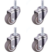 Ruedas giratorias de goma con vástago roscado M6, paquete de 4, ruedas blandas para proteger el suelo, fácil instalación.