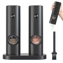 Electric Salt and Pepper Mill Set, One-Hand Operation, 2-Piece Kitchen Set, Requires 4 AAA Batteries