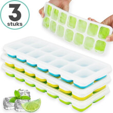 Juego de cubitos de hielo de silicona con tapa para congelar hierbas y comida para bebés, 3 piezas, sin BPA, apto para lavavajillas.